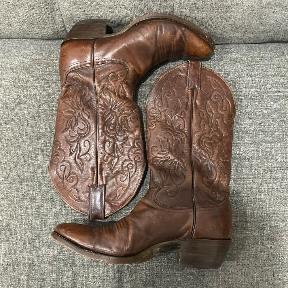 Justin Boots Embossed Brown Western Boots